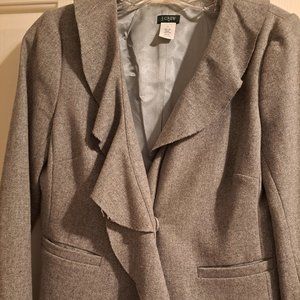 Jcrew jacket ruffle grey wool blend